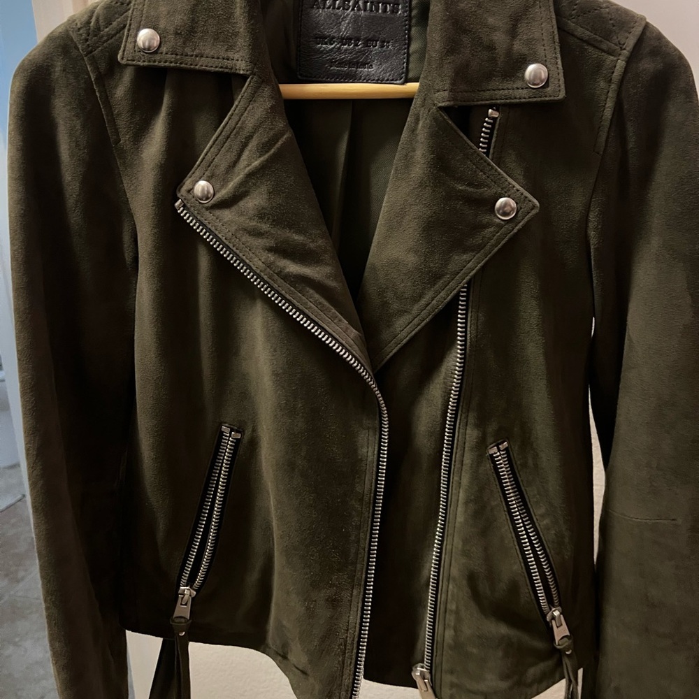 All Saints Olive Leather Jacket